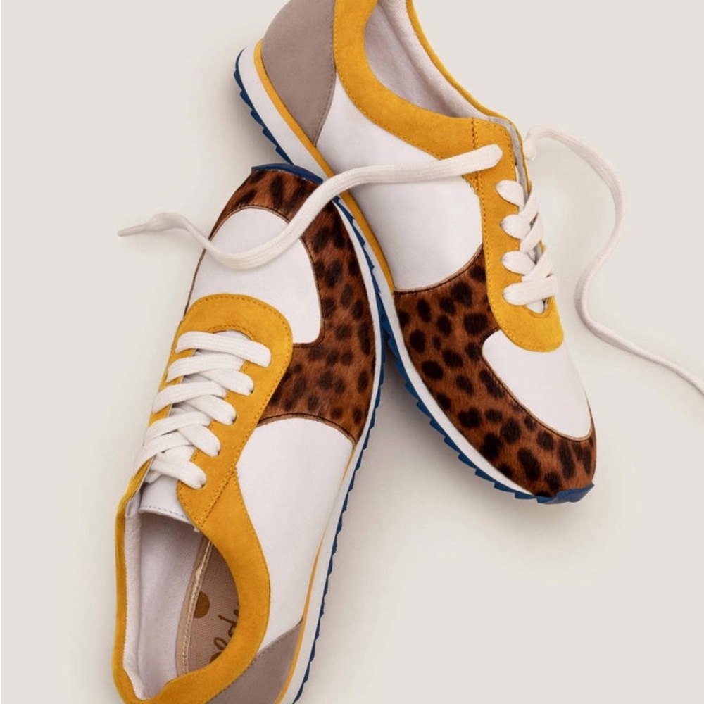 BODEN Stylish Leopard Print Women's Sneakers with Yellow Accents